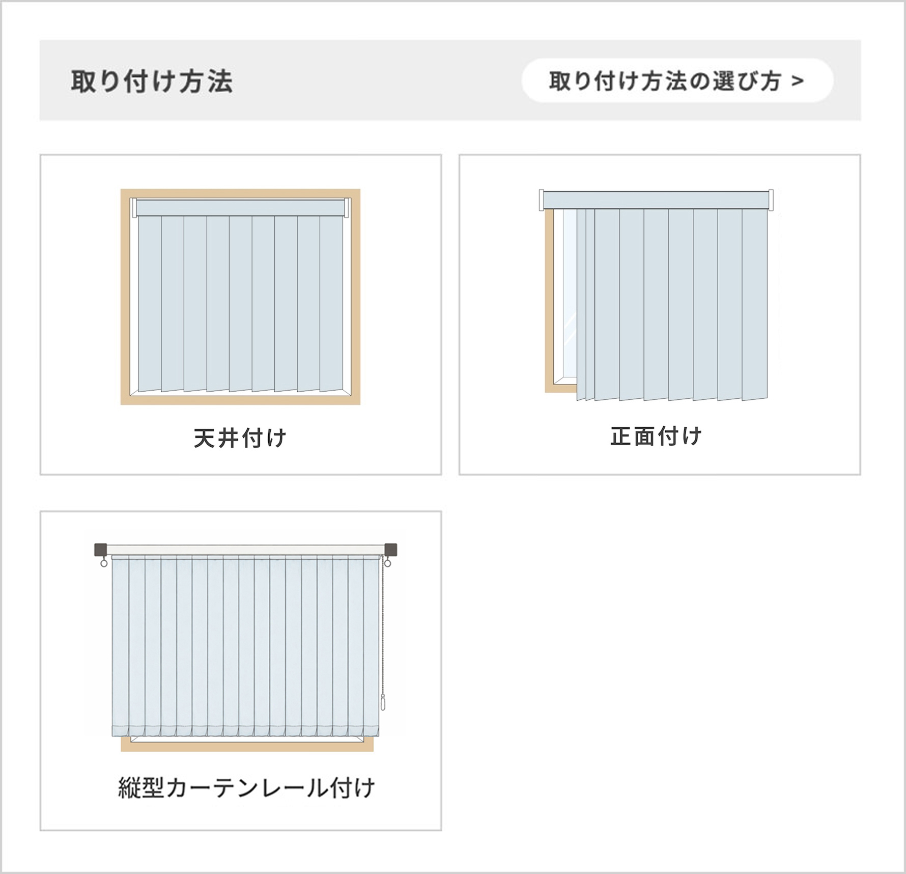 取り付け方法を選択項目からお選びください