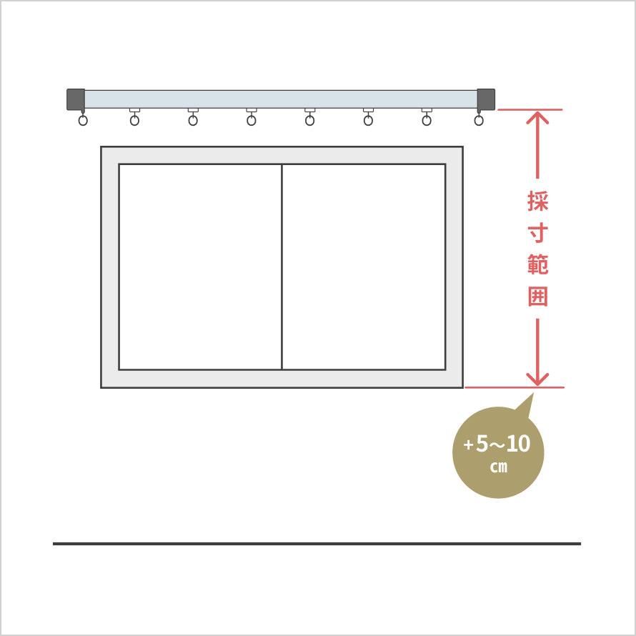 カーテンレール付けの場合腰窓