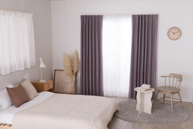 モーブカラーで韓国テイストに◎国産遮光1級カーテン