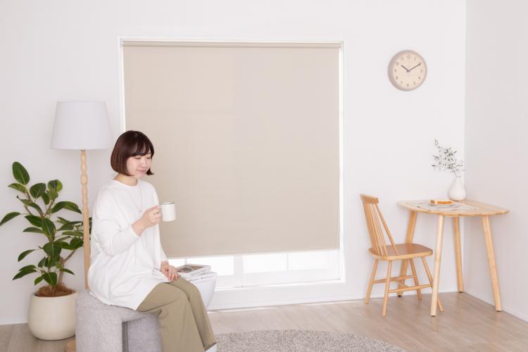 つっぱりタイプのロールスクリーンでやさしく光を取り込む窓辺